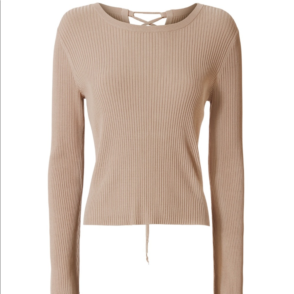 Intermix Mia Lace-Up Back Rib Knit top